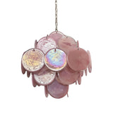 Vintage Murano-Style Pink Disks Chandelier