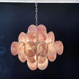 Vintage Murano-Style Pink Disks Chandelier