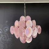 Vintage Murano-Style Pink Disks Chandelier
