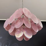 Vintage Murano-Style Pink Disks Chandelier