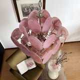 Vintage Murano-Style Pink Disks Chandelier