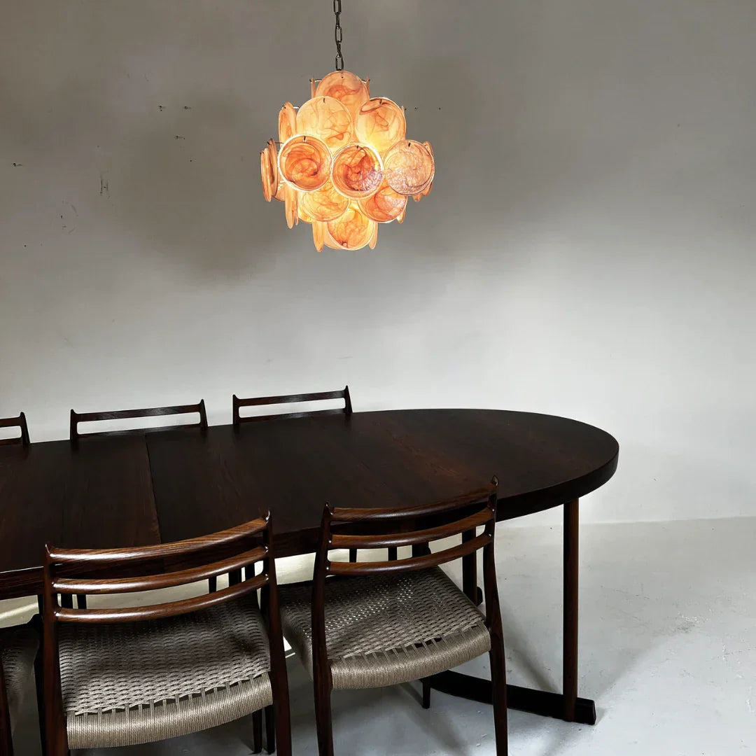 Vintage Murano-Style Pink Disks Chandelier