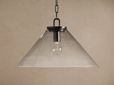 Large Wescott Cone Pendant with Chain in Bronze with Clear Glass