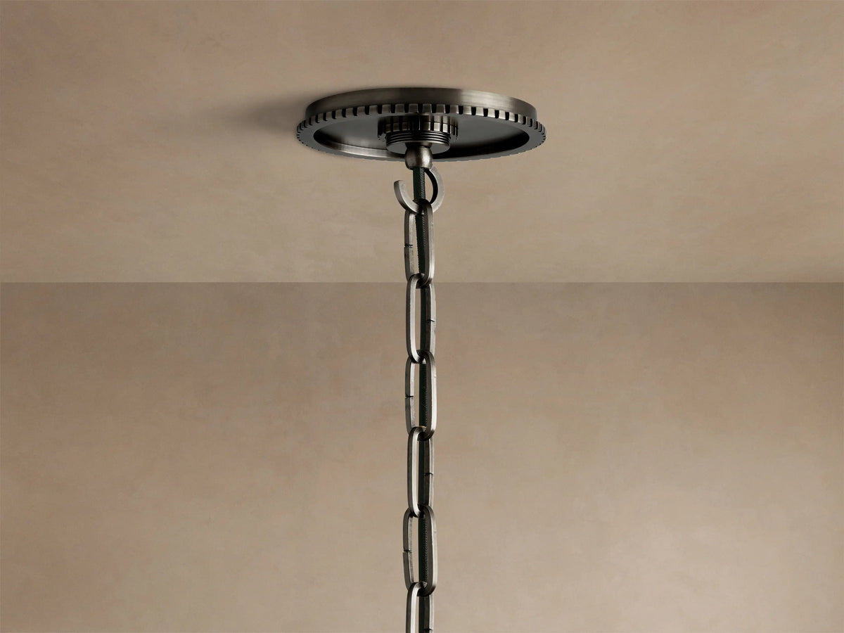 Large Wescott Cone Pendant with Chain in Bronze with Clear Glass