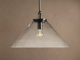 Large Wescott Cone Pendant with Rod in Bronze with Clear Glass