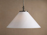 Large Wescott Cone Pendant with Rod in Bronze with Milk Glass