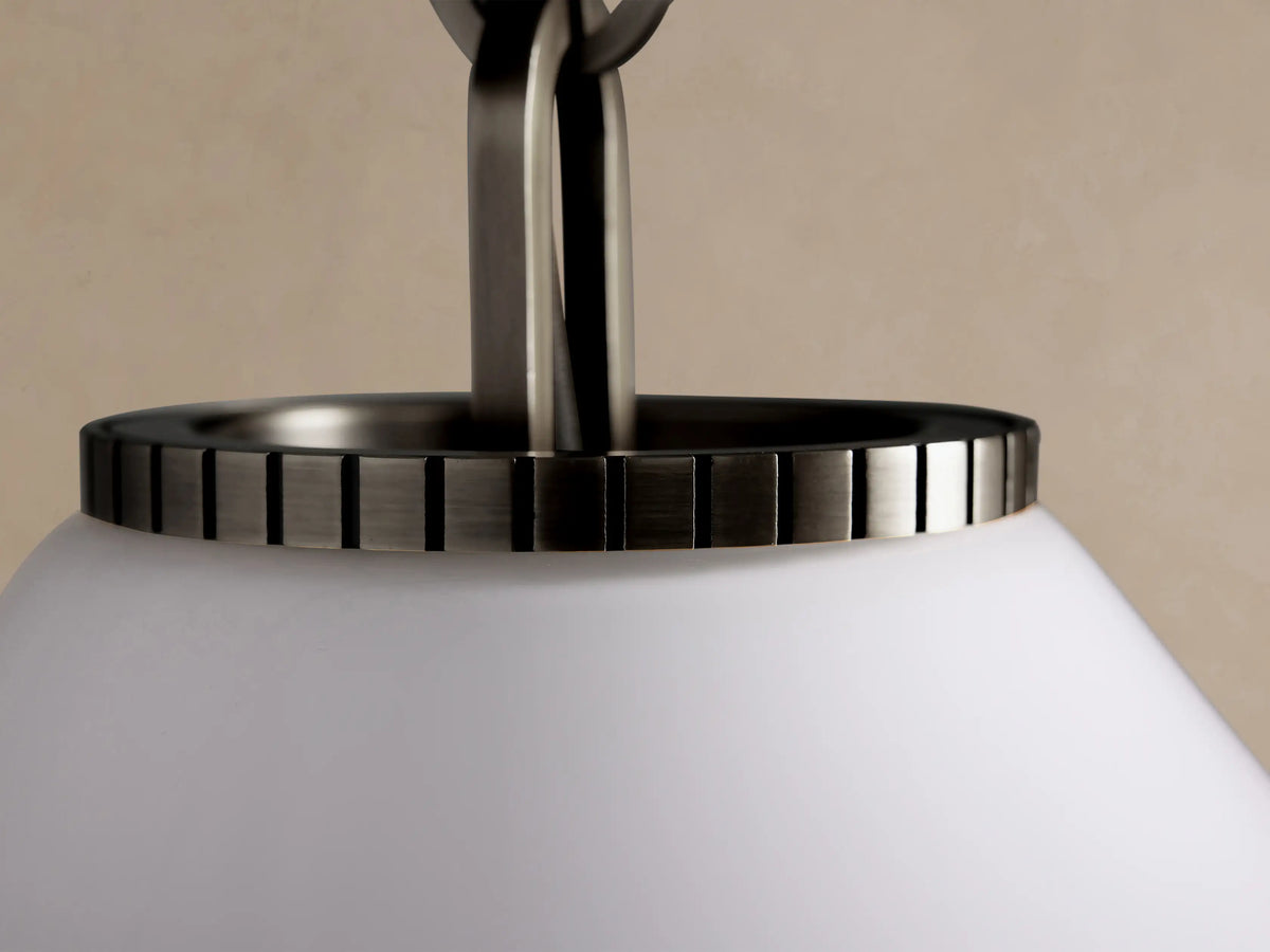 Large Wescott Cone Pendant with Rod in Bronze with Milk Glass