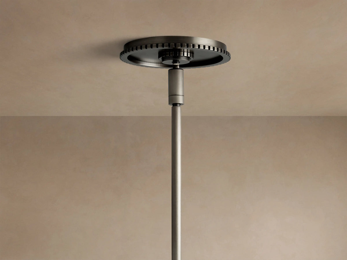 Large Wescott Cone Pendant with Rod in Bronze with Milk Glass