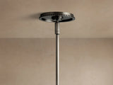 Large Wescott Cone Pendant with Rod in Bronze with Milk Glass