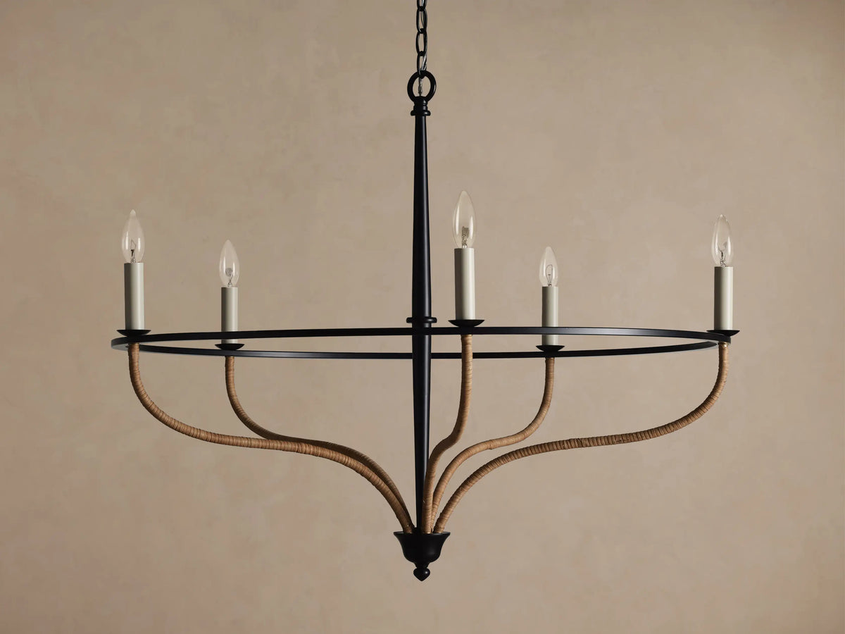 Rosalind Rattan Chandelier in Black