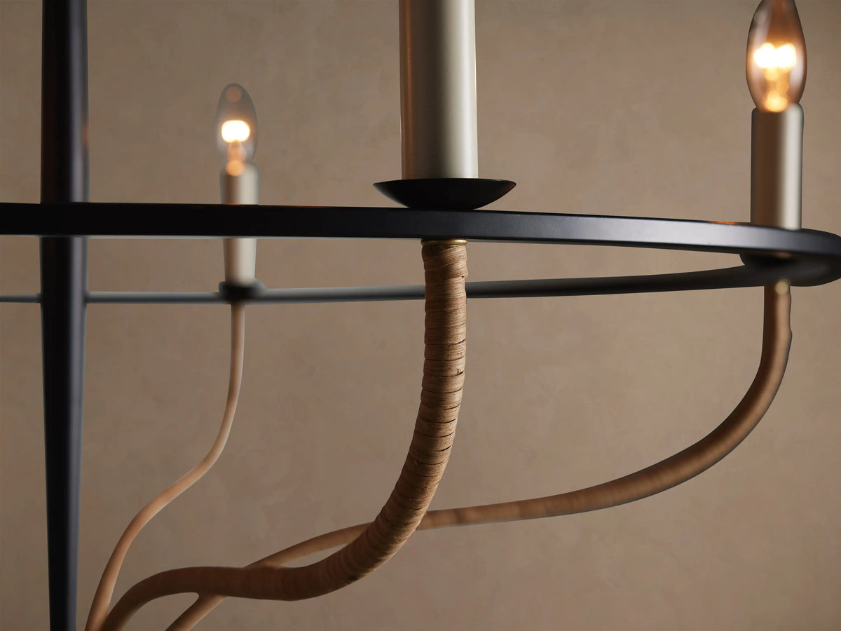 Rosalind Rattan Chandelier in Black