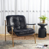 Hand-Forged Metal Black Leather Accent Chairs