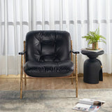 Hand-Forged Metal Black Leather Accent Chairs