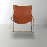 Hand-Forged Metal Brown Leather Lounge Chair