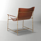 Hand-Forged Metal Brown Leather Lounge Chair