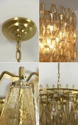 Amber Glass Prism Murano Style Chandelier