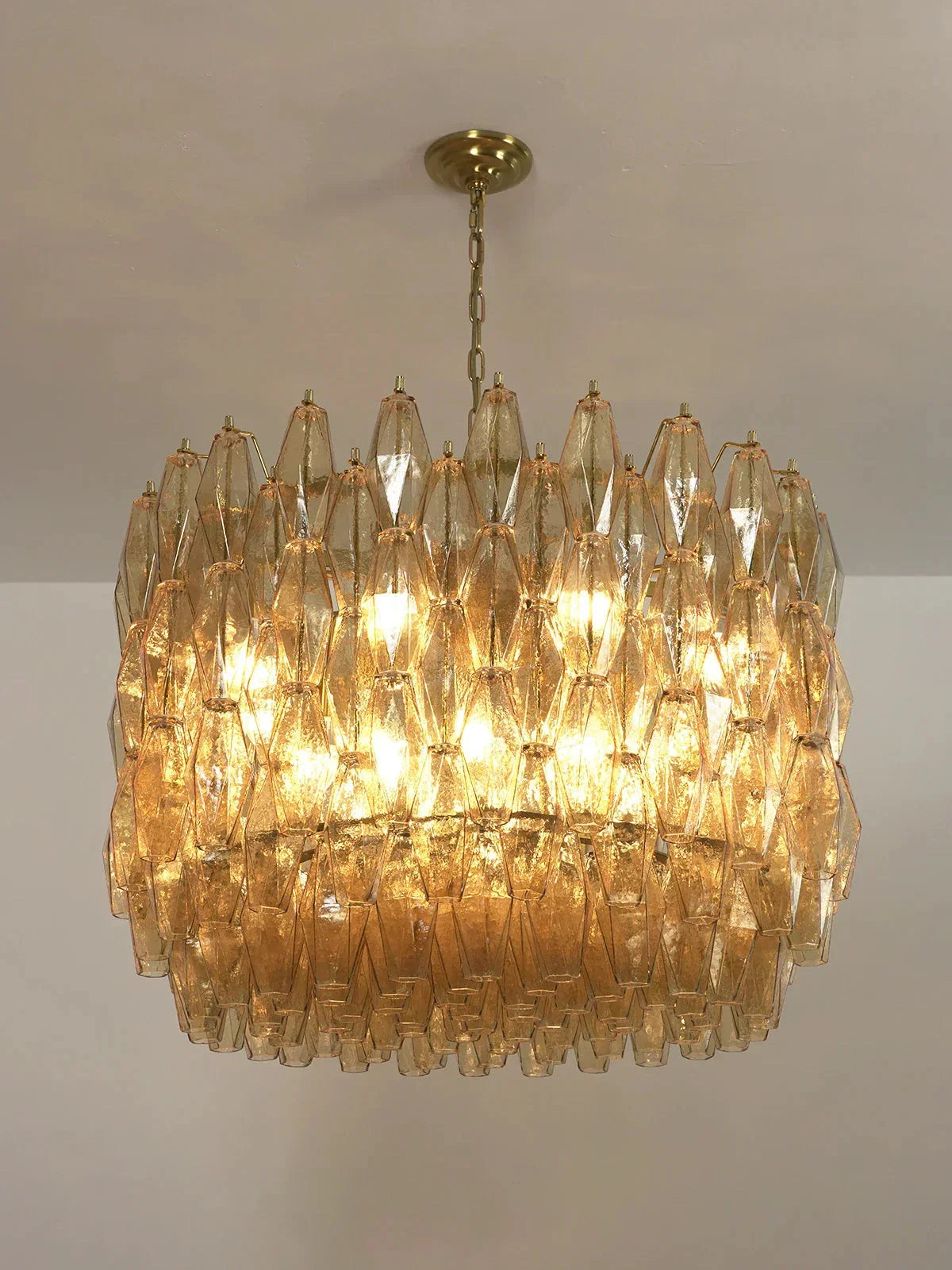 Amber Glass Prism Murano Style Chandelier