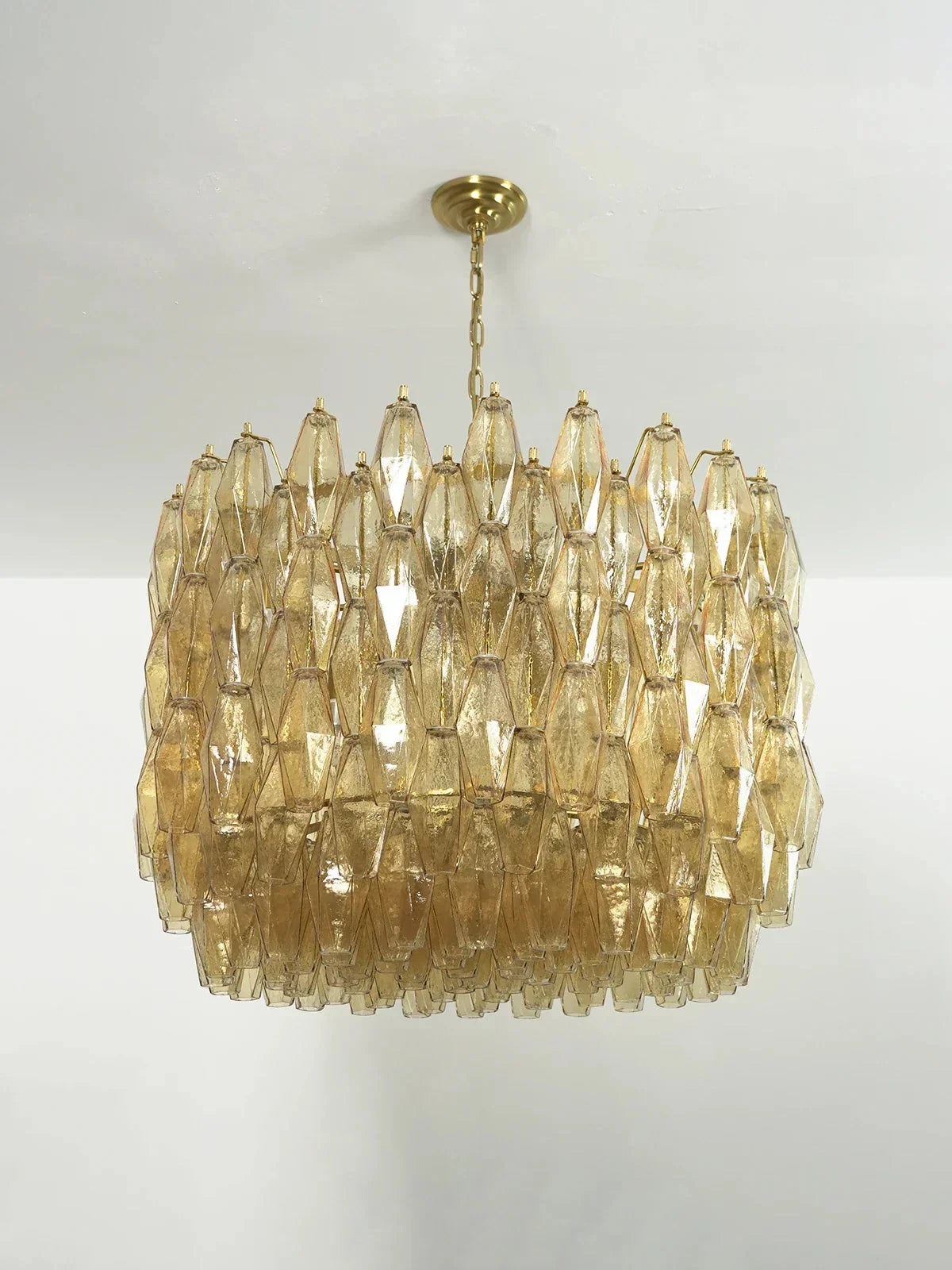 Amber Glass Prism Murano Style Chandelier