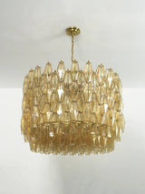 Amber Glass Prism Murano Style Chandelier