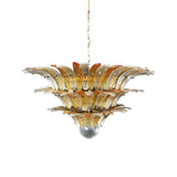 Beautifully Murano-Style Palmette Amber Transparent Chandelier