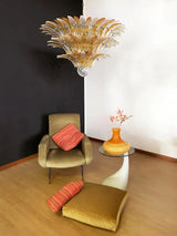 Beautifully Murano-Style Palmette Amber Transparent Chandelier