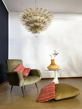 Beautifully Murano-Style Palmette Amber Transparent Chandelier