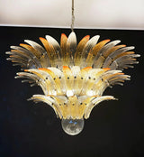 Beautifully Murano-Style Palmette Amber Transparent Chandelier