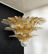 Beautifully Murano-Style Palmette Amber Transparent Chandelier
