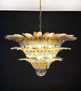 Beautifully Murano-Style Palmette Amber Transparent Chandelier