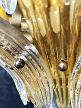Beautifully Murano-Style Palmette Amber Transparent Chandelier