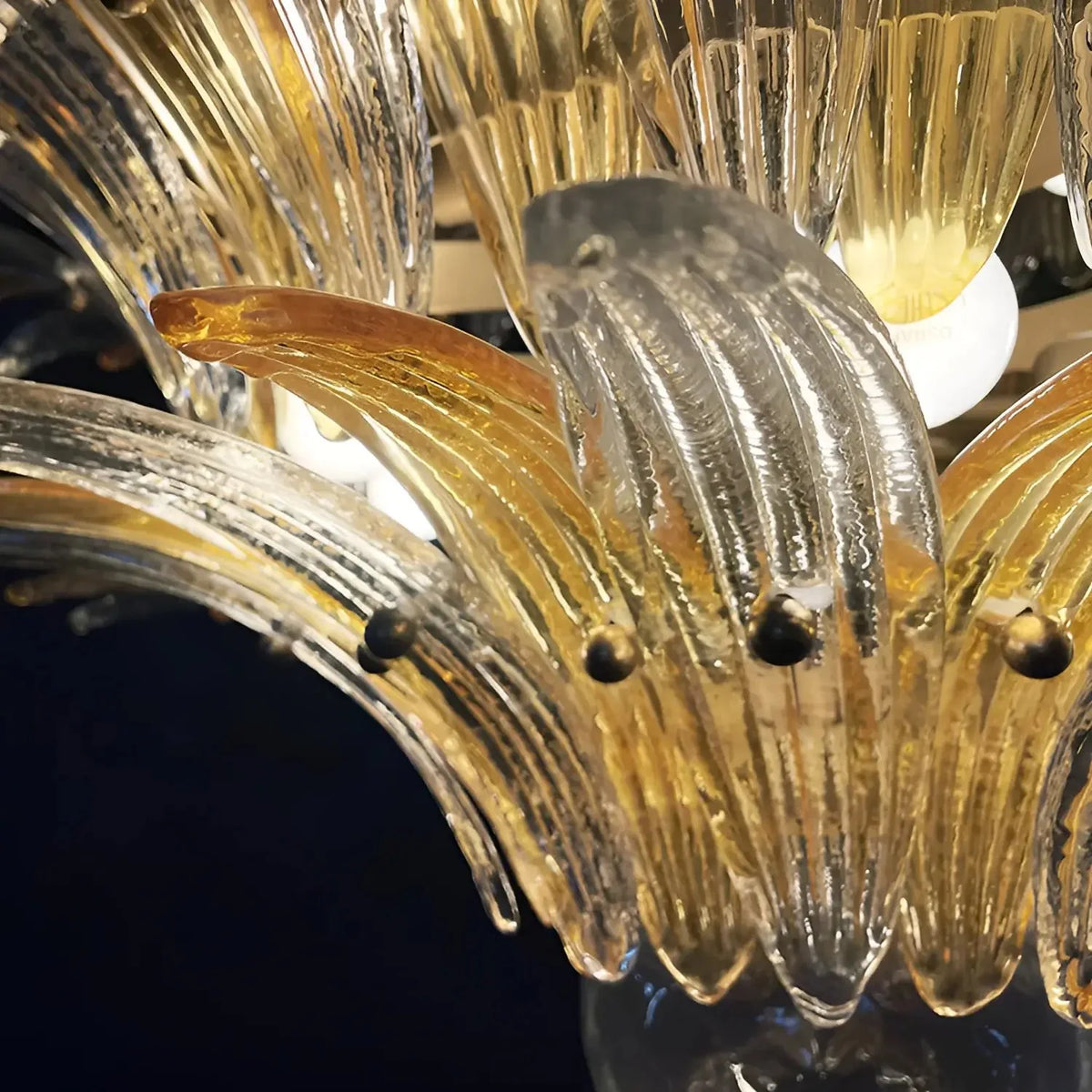 Beautifully Murano-Style Palmette Amber Transparent Chandelier