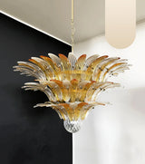 Beautifully Murano-Style Palmette Amber Transparent Chandelier