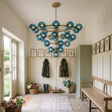 Modern Blue Glass Sputnik Chandelier
