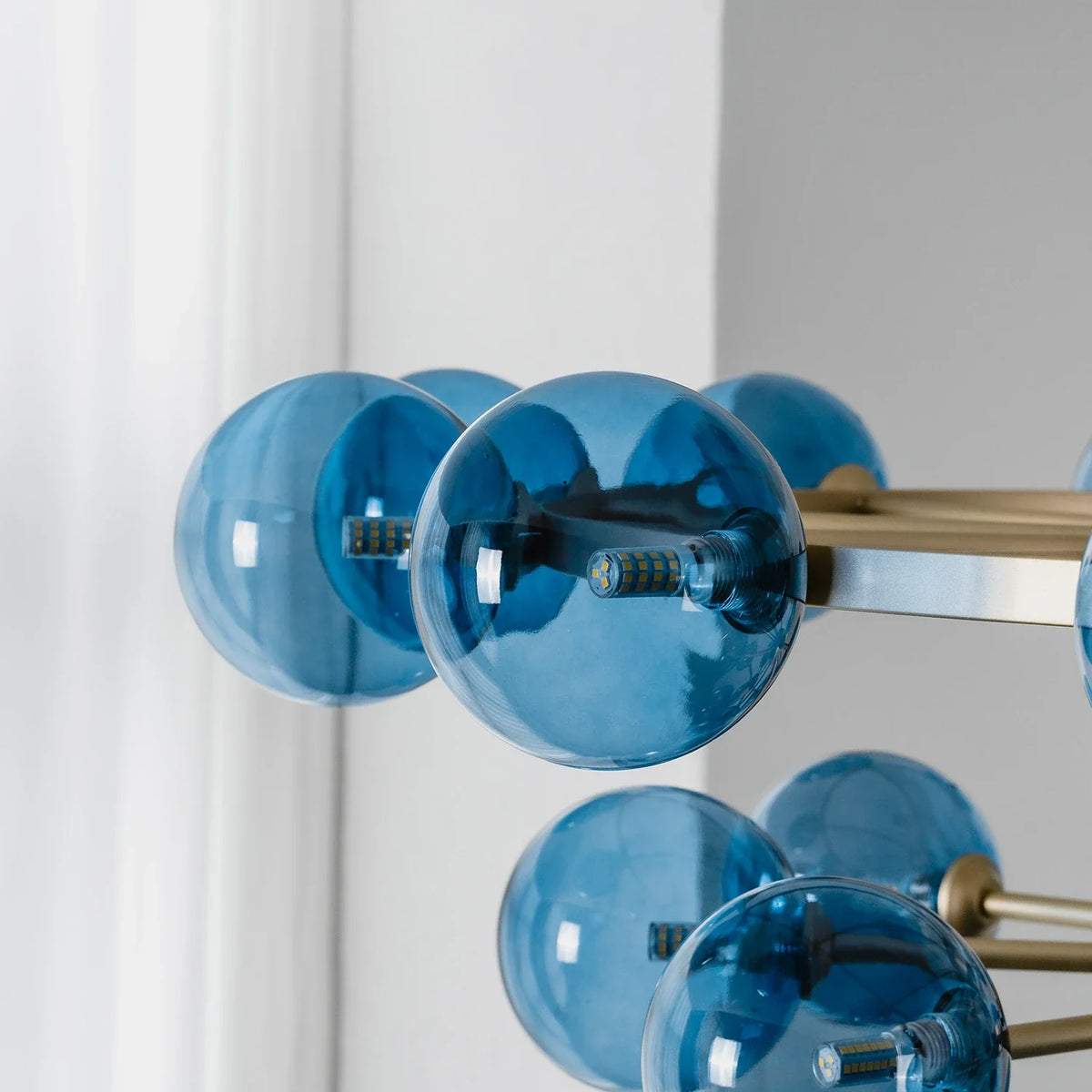 Modern Blue Glass Sputnik Chandelier