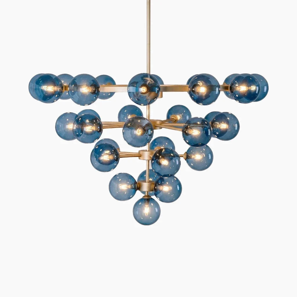 Modern Blue Glass Sputnik Chandelier