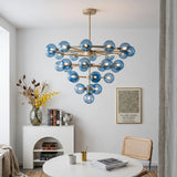 Modern Blue Glass Sputnik Chandelier