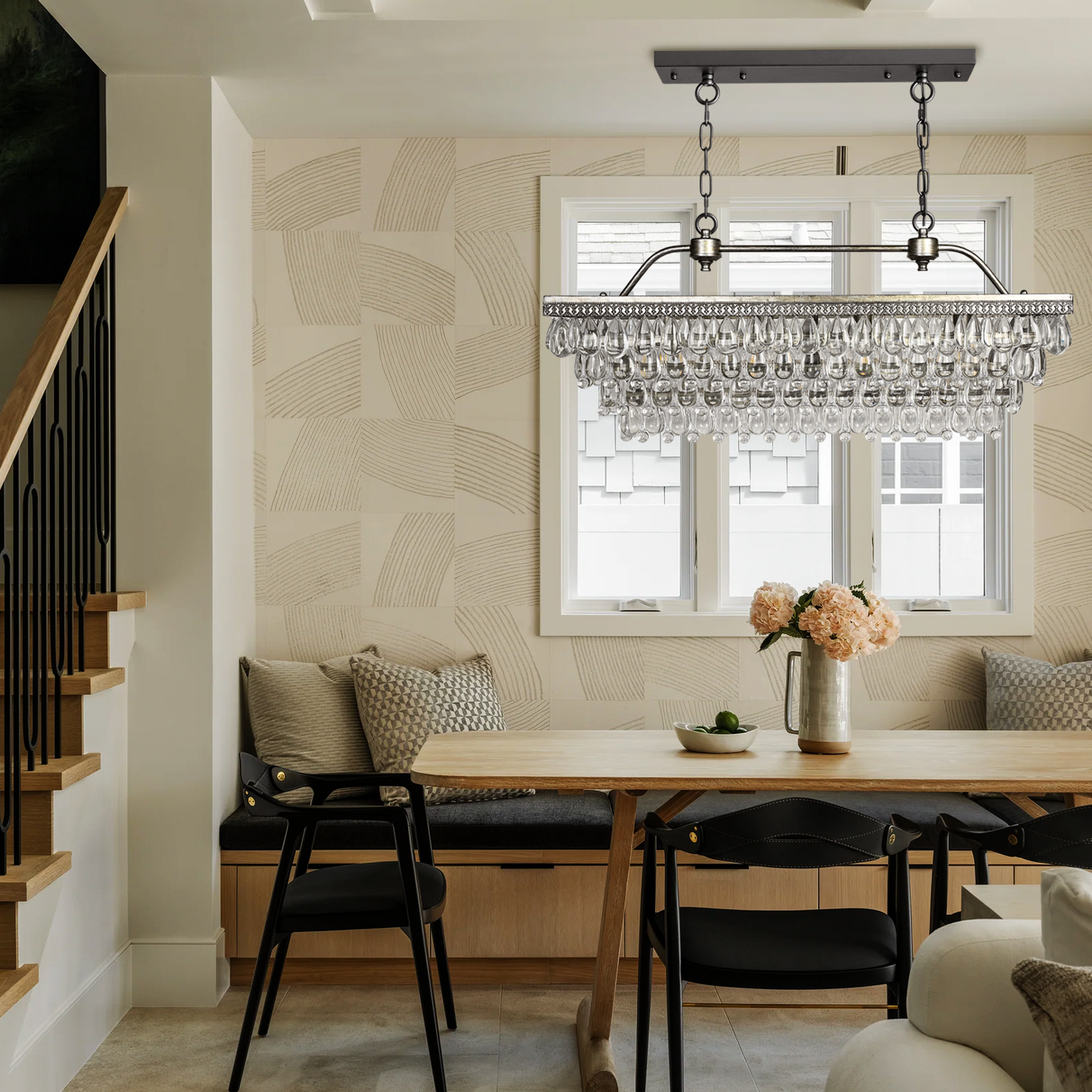 Handmade Art Crystal Glass Calira Rectangular Chandelier