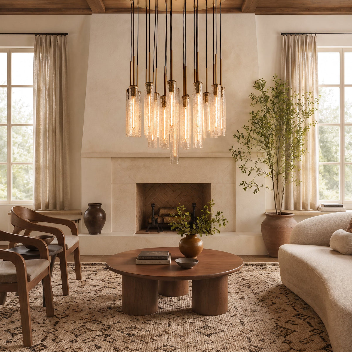 Collena Hammered Glass Round Chandelier
