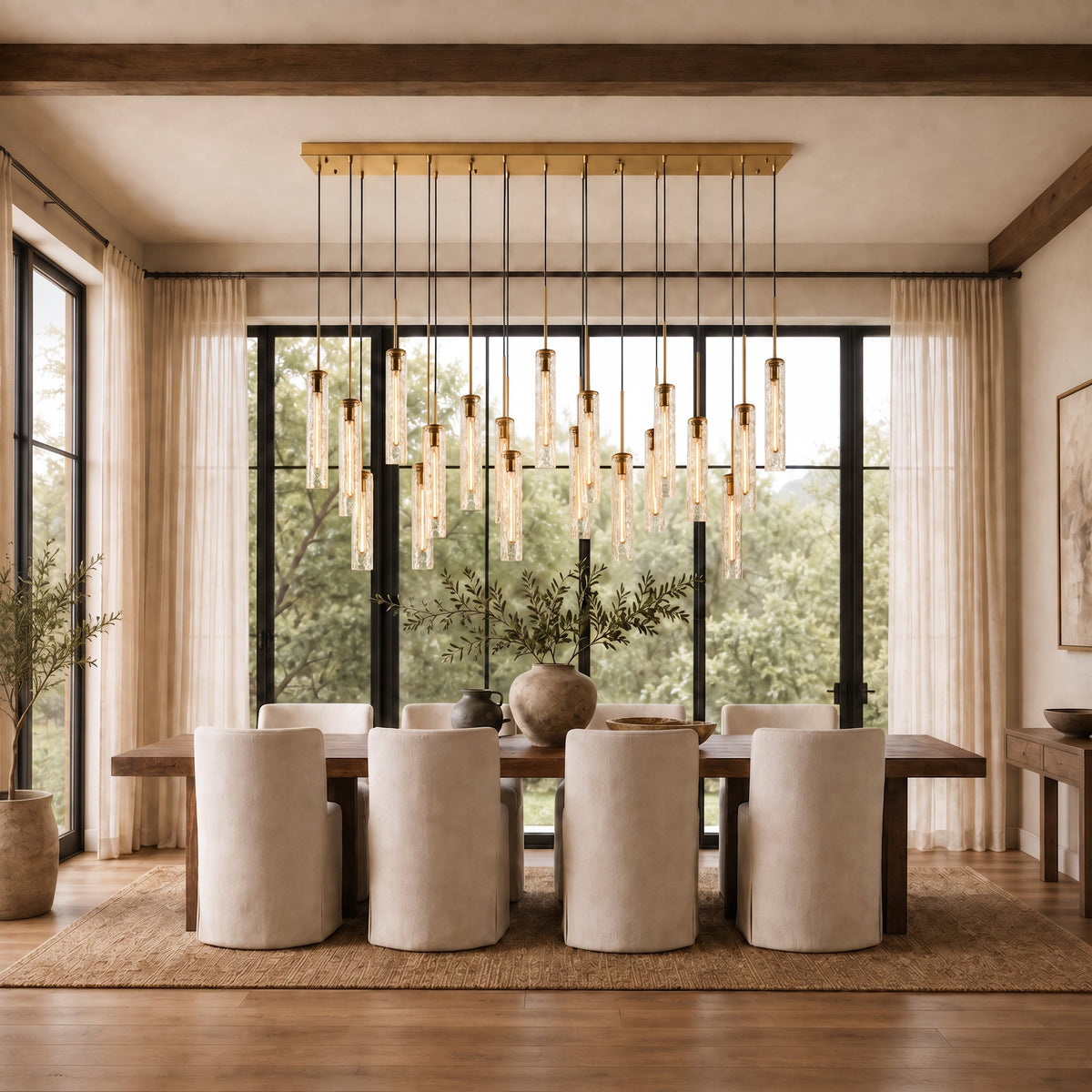 Collena Linear Hammered Glass Chandelier