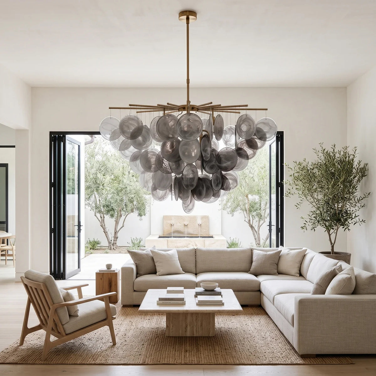 Modern Glass Disc Chandelier