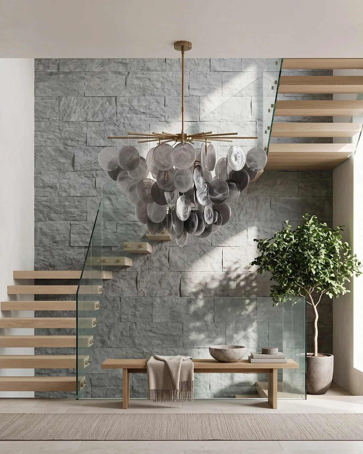 Modern Glass Disc Chandelier