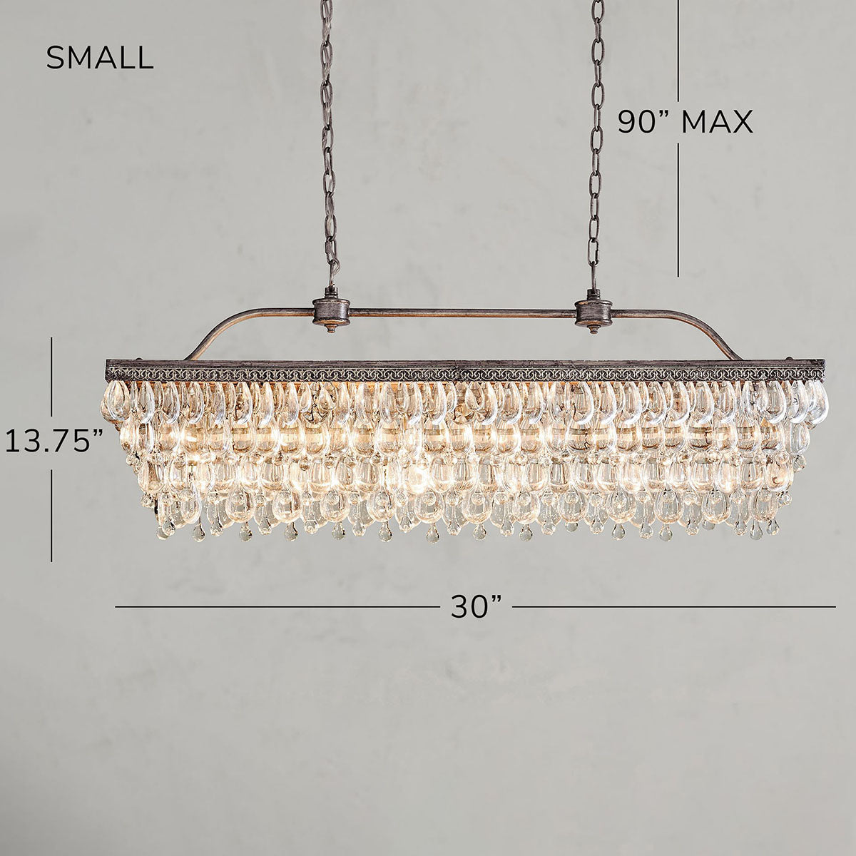 Handmade Art Crystal Glass Calira Rectangular Chandelier