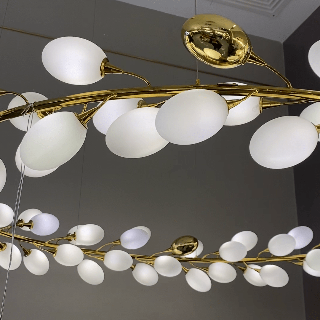 White Nordic Grape Ring Chandelier