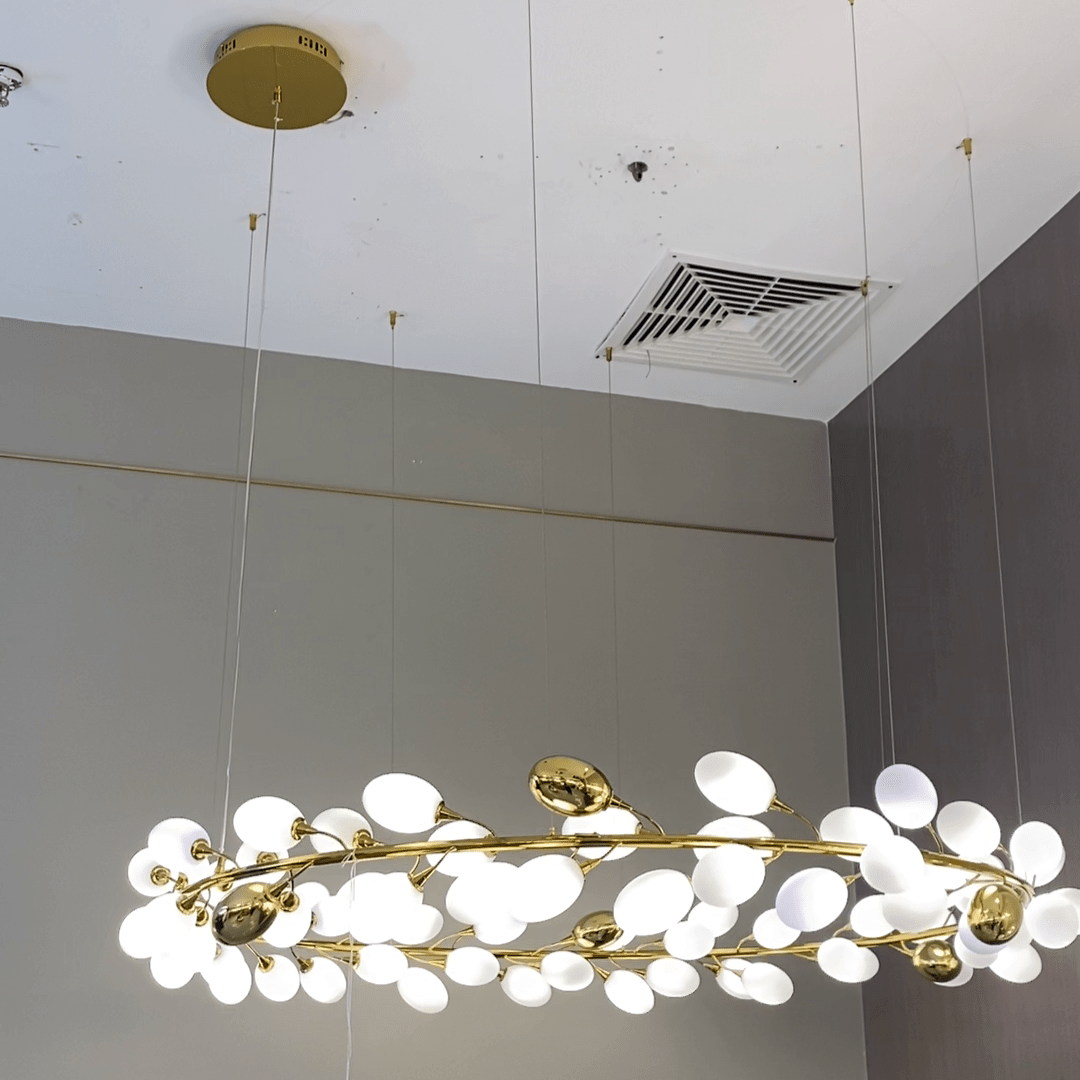White Nordic Grape Ring Chandelier