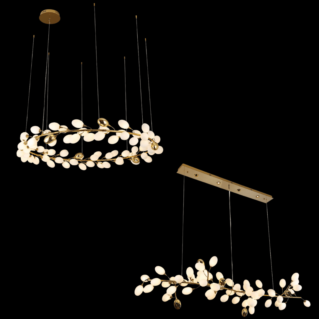 White Nordic Grape Ring Chandelier