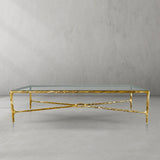 Hand-Forged Metal Rectangle Glass Coffee Table