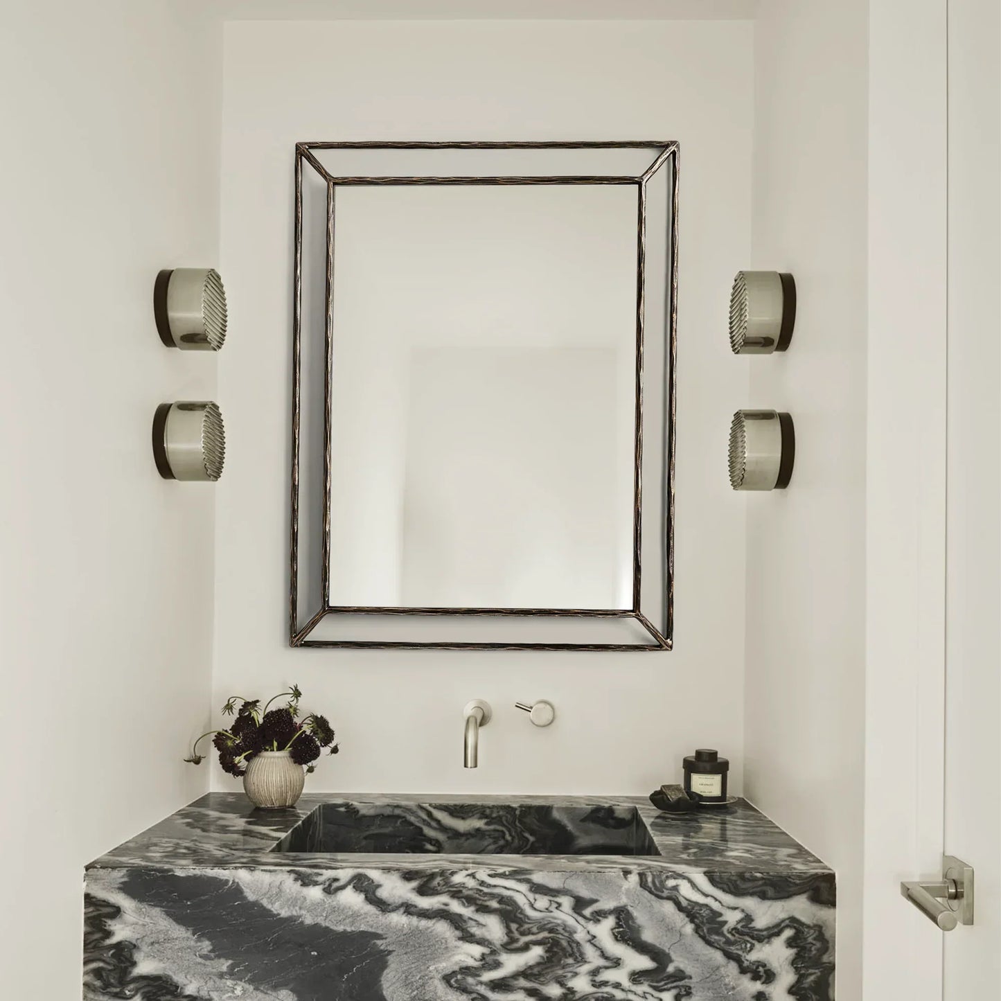 Hand Forged Metal Open Beveled Mirror