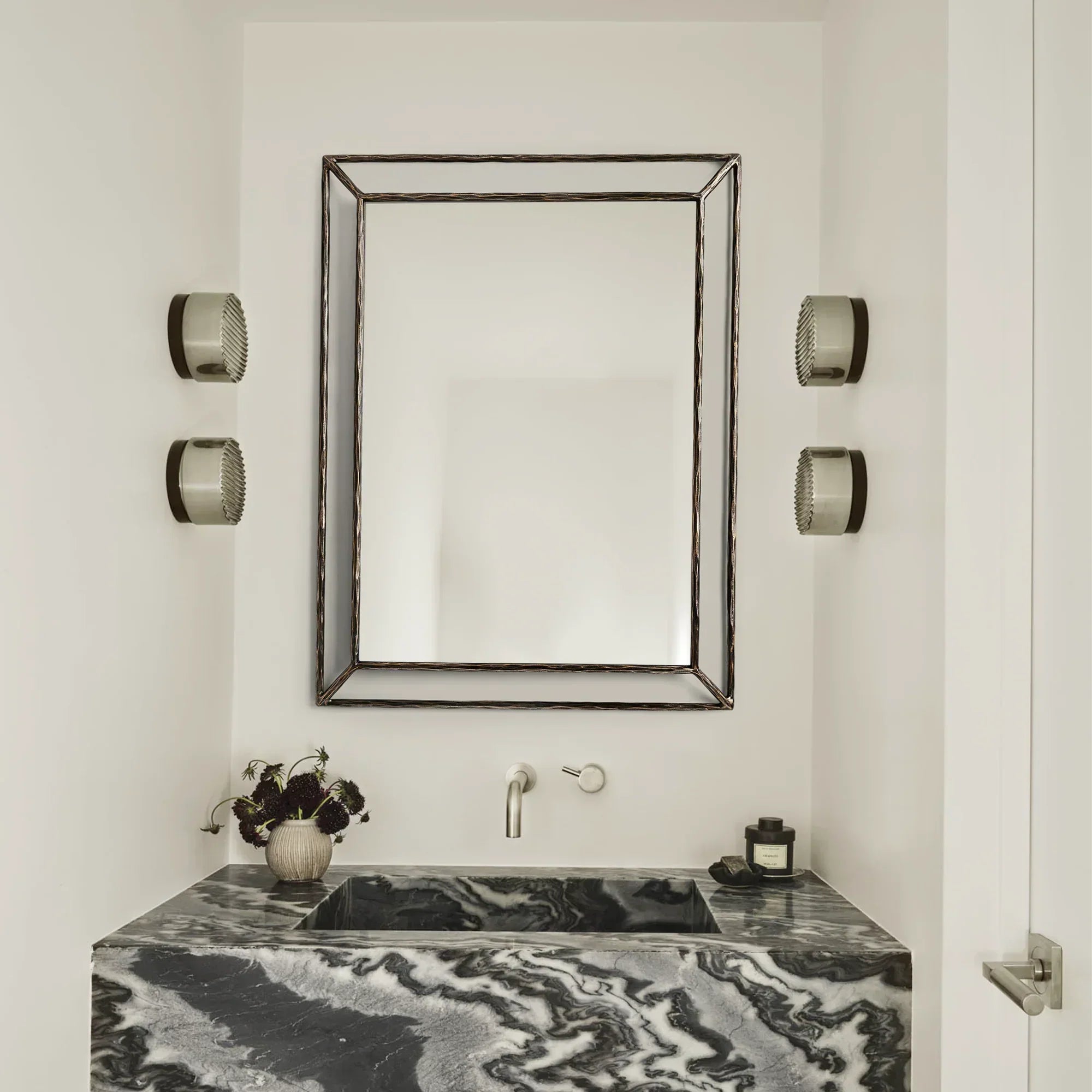 Hand Forged Metal Open Beveled Mirror