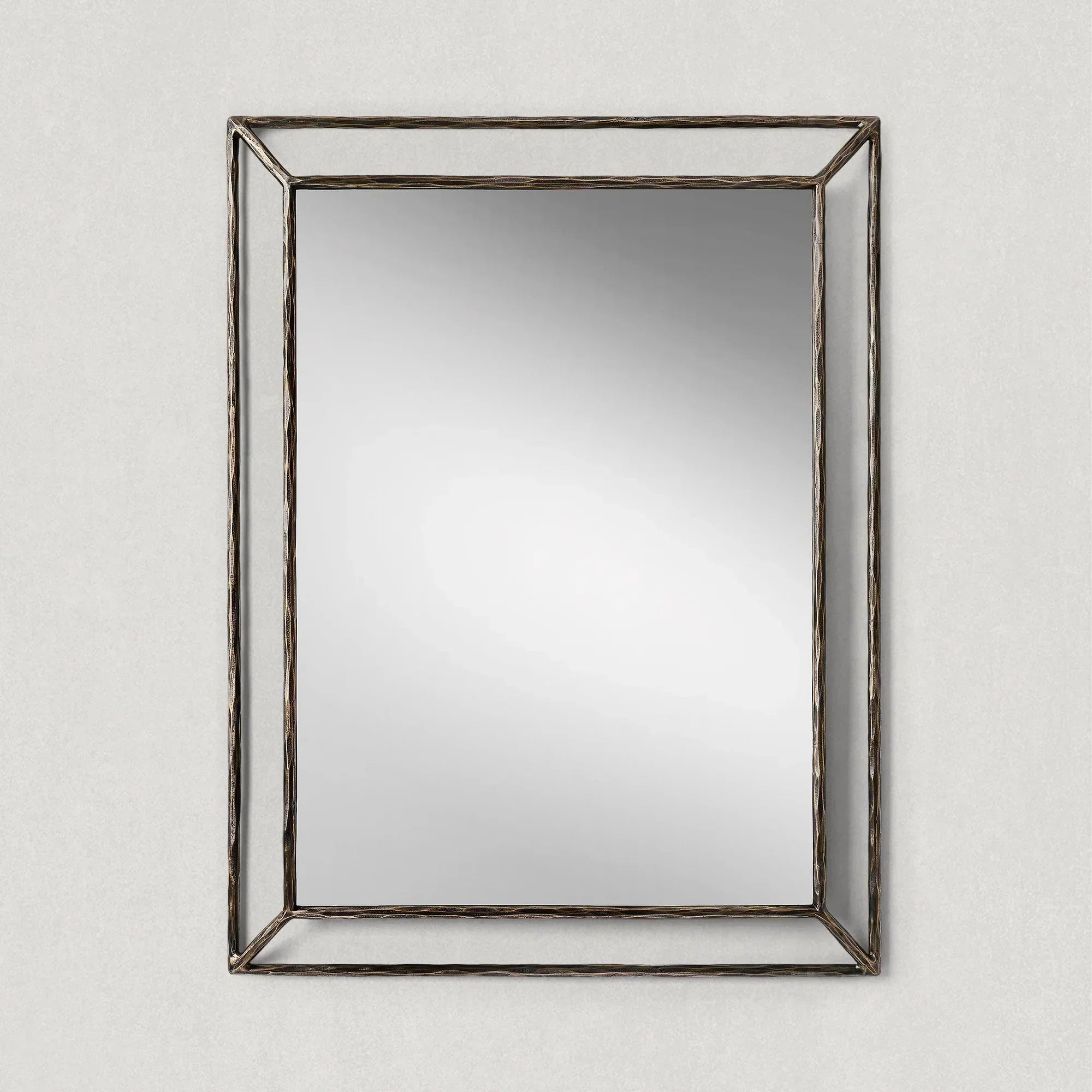 Hand Forged Metal Open Beveled Mirror