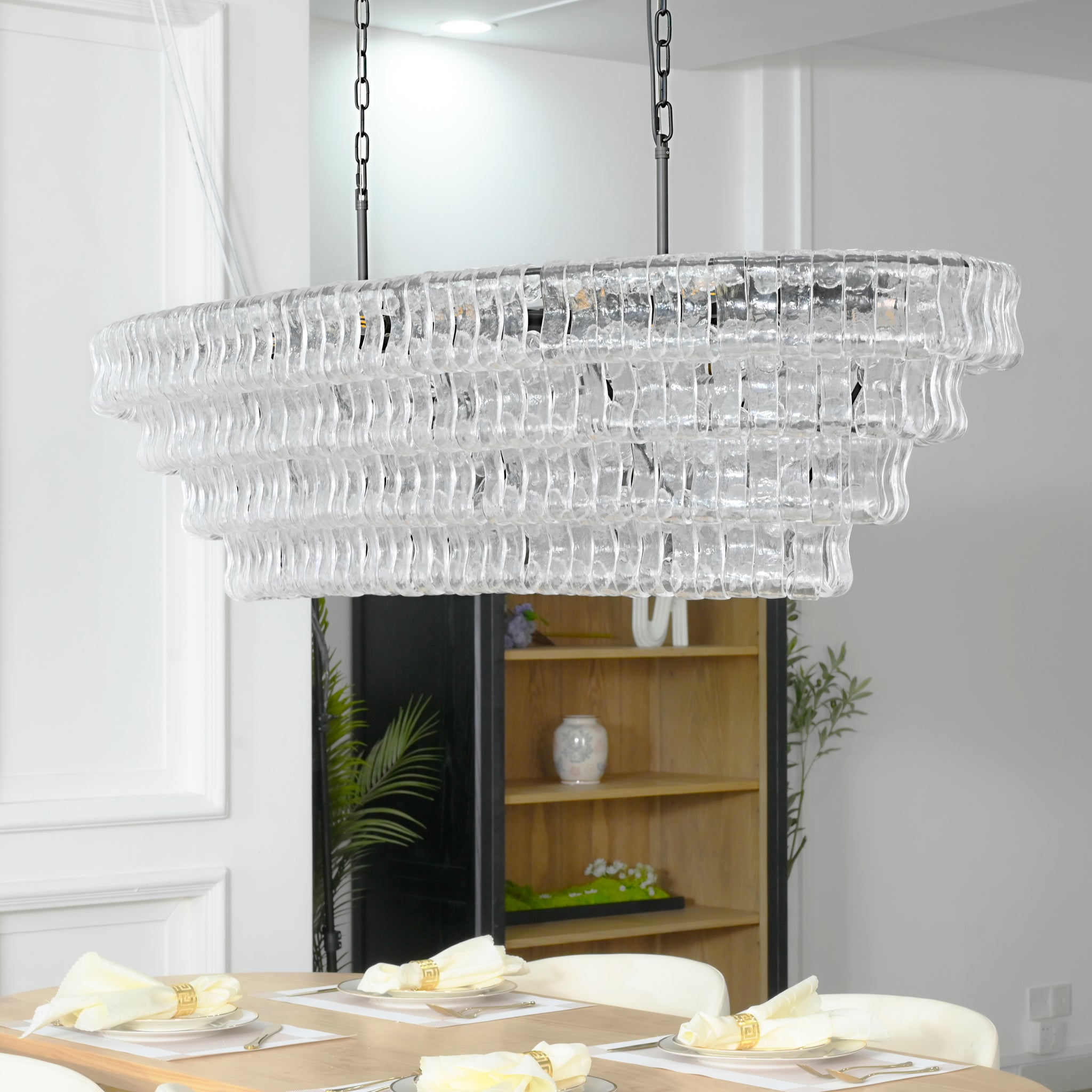 Ghiaccio Oval Chandelier 54"W 65"W